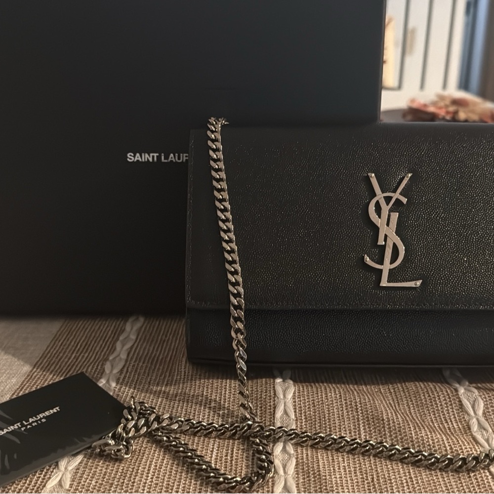 Saint Laurent Black Leather Chain Bag
